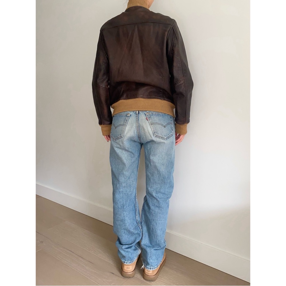 Diesel Leather Bomber Jacket brown - Picture 4 of 14
